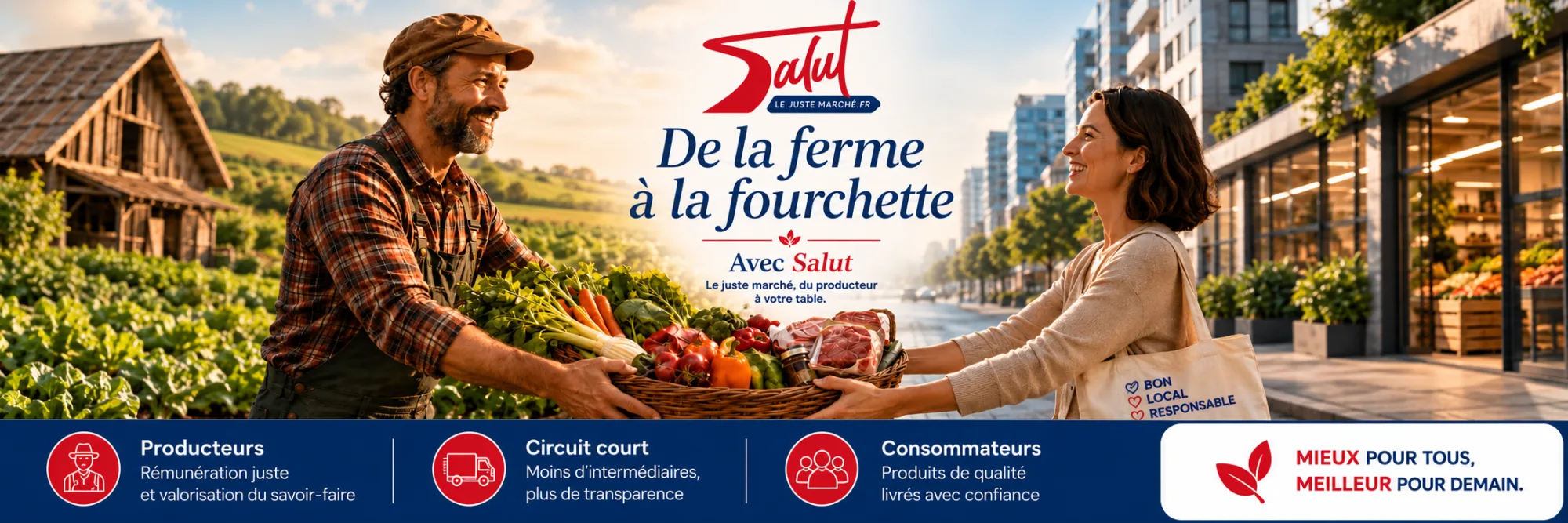 De la ferme à la fourchette avec Salut : le juste marché, du producteur à votre table.